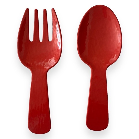 Melamine Salad Server Serving Utensil Set Includes Salad Spoon and Salad Fork - Picture 1 of 4